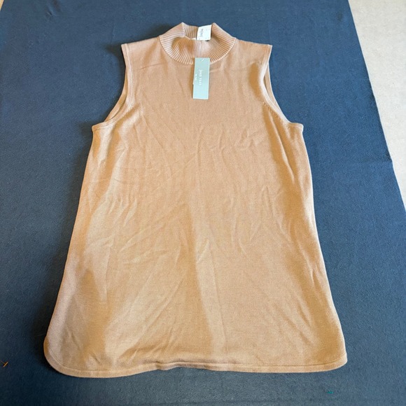 Joan Vass Sweaters - NWT Joan Vass Mock Neck Shell Sweater Womens XL Camel Tan Core Layer Casual